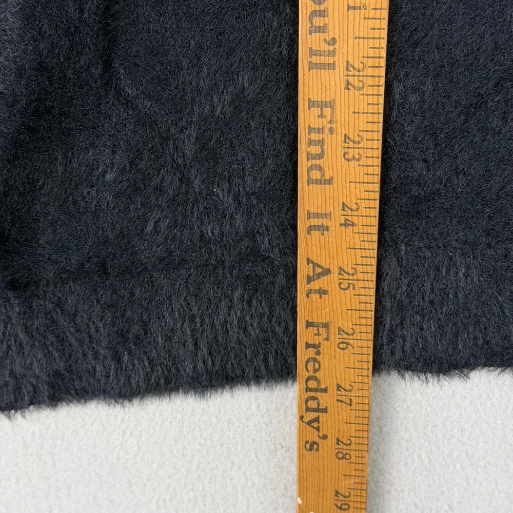 Chico's Fuzzy Eyelash Knit Sweater Women Size L Black Balloon Sleeve Pullover